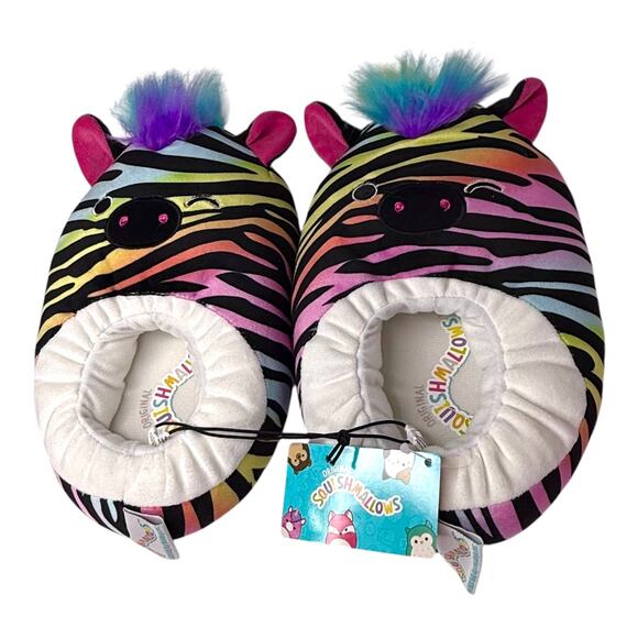 NEW Squishmallows Girls Plush Body Step In SLIPPER SHOES 4/5 Safiyah Zebra NWT - Picture 5 of 6